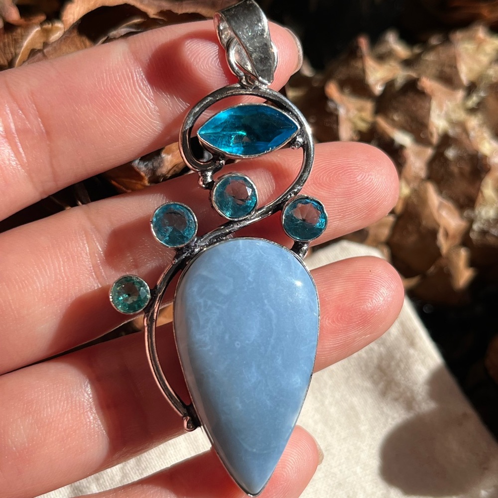 925 silver‎ overlay Owyhee Opal pendant